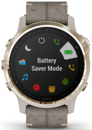 Garmin Watch Fenix 6S Sapphire Light Gold Shale Suede Band D