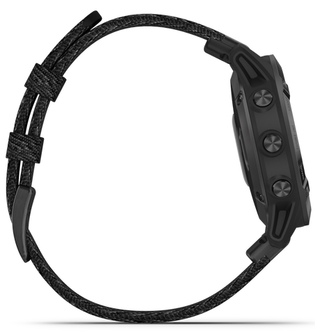 Garmin Watch Fenix 6 Sapphire Black DLC Heathered Nylon Band D