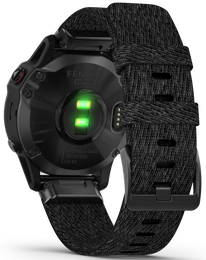 Garmin Watch Fenix 6 Sapphire Black DLC Heathered Nylon Band D 010