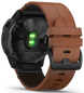 Garmin Watch Fenix 6X Sapphire Black DLC Brown Leather Band D