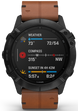 Garmin Watch Fenix 6X Sapphire Black DLC Brown Leather Band D