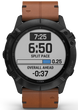 Garmin Watch Fenix 6X Sapphire Black DLC Brown Leather Band D
