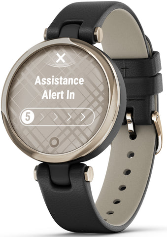 Garmin Watch Lily Cream Gold Black Case and Italian Leather Band 010-02384-B1