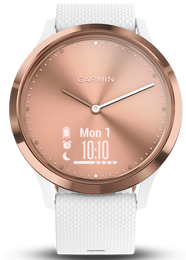 Garmin Watch Vivomove HR Rose Gold Tone with White Silicone Band D