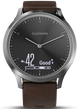Garmin Watch Vivomove HR Silver Tone with Dark Brown Leather Band D