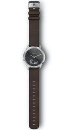 Garmin Watch Vivomove HR Silver Tone with Dark Brown Leather Band D