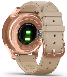 Garmin Watch Vivomove Luxe Rose Gold PVD Sand Leather
