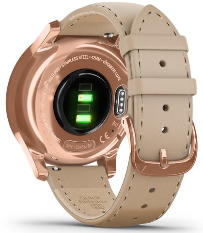 Garmin Watch Vivomove Luxe Rose Gold PVD Sand Leather