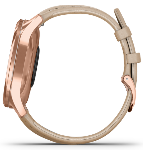 Garmin Watch Vivomove Luxe Rose Gold PVD Sand Leather