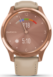 Garmin Watch Vivomove Luxe Rose Gold PVD Sand Leather