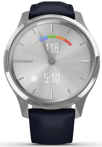 Garmin Vivomove Luxe Steel Case Navy Leather D
