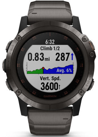 Garmin Watch Fenix 5X Plus Sapphire Carbon Grey Titanium Band D
