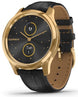 Garmin Watch Vivomove Luxe Gold PVD Black Embossed Leather 010-02241-02
