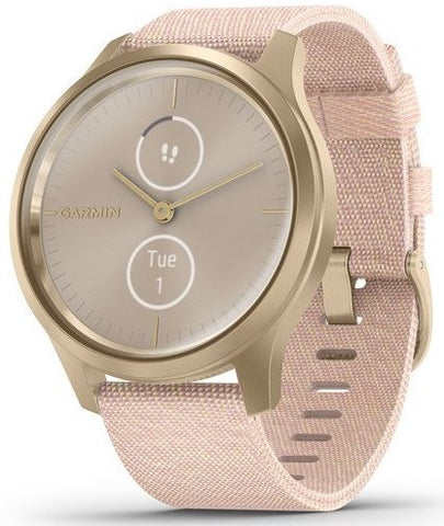 Garmin Watch Vivomove Style Light Gold Aluminium Case Blush Pink Nylon 010-02240-02