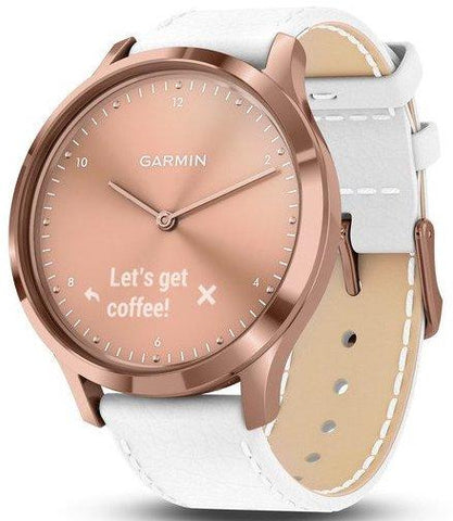 Garmin Watch Vivomove HR Premium Rose Gold White Leather 010-01850-AB