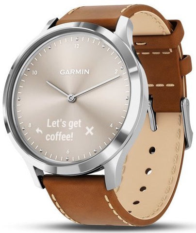 Garmin Watch Vivomove HR Premium Steel Tan Leather 010-01850-AA