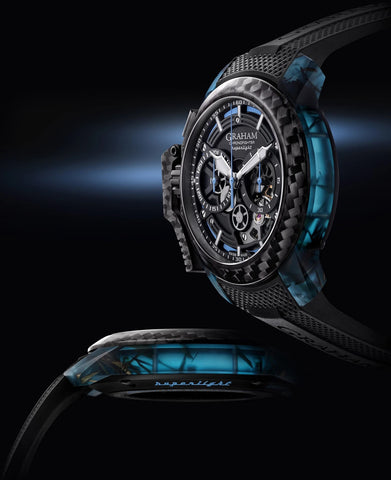 Graham Chronofighter Superlight Carbon Strip Skeleton Blue Watch