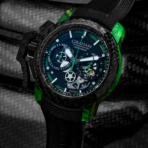 Graham Watch Chronofighter Superlight Carbon Strip Skeleton Green