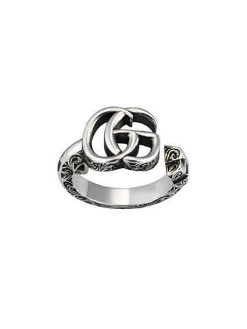 Gucci Double G Detail Aged Sterling Silver Ring YBC627760001_2