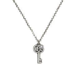 Gucci Double G With Key Aged Sterling Silver Necklace YBB627757001
