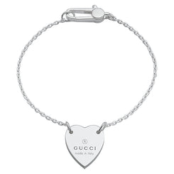 Gucci Engraved Heart Sterling Silver Bracelet YBA223513001