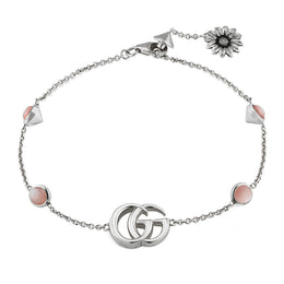Gucci GG Marmont Sterling Silver Pink Mother of Pearl Bracelet D