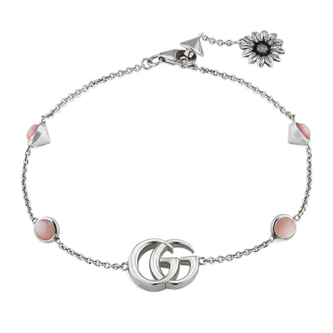 Gucci GG Marmont Sterling Silver Pink Mother of Pearl Bracelet D