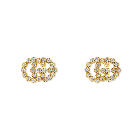 Gucci GG Running 18ct Yellow Gold Diamond Stud Earrings YBD481676001