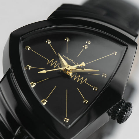Hamilton Watch Ventura S Quartz Black & Gold