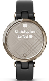 Garmin Lily Cream Gold Black Case and Italian Leather Band