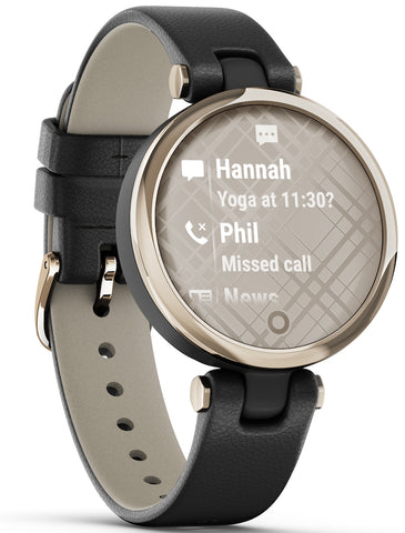Garmin Lily Cream Gold Black Case and Italian Leather Band