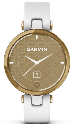Garmin Watch Lily Light Gold White Case and Italian Leather Band