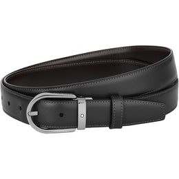 Montblanc Horseshoe Buckle 30mm Reversible Leather Belt Black Brown 128803