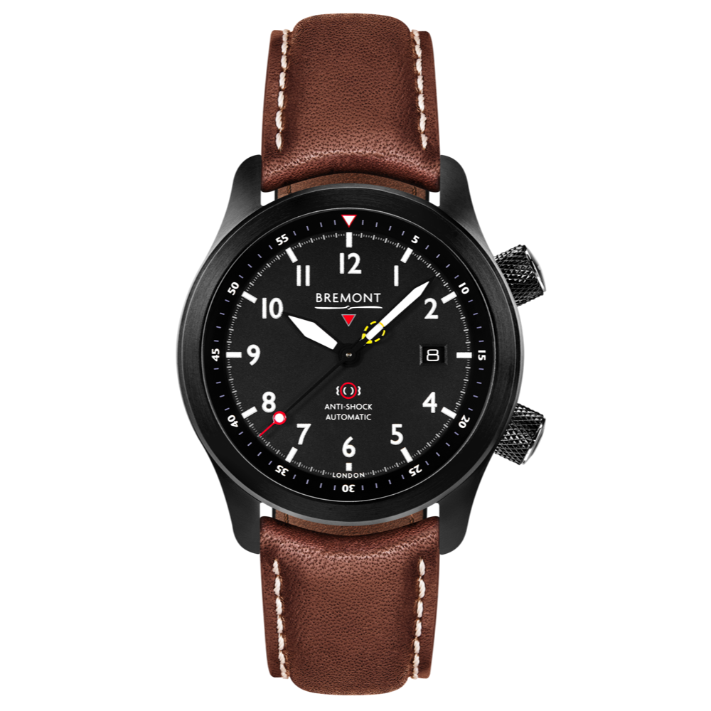 Bremont Watch MBII Custom DLC Black Dial with Orange Barrel & Open Case ...