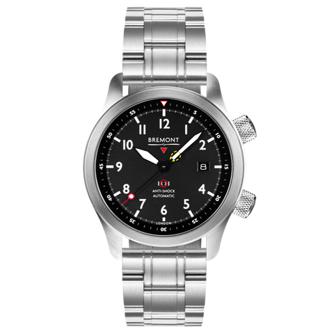 Bremont Watch MBII Custom Stainless Steel Black Dial with Anthracite Barrel & Closed Case Back