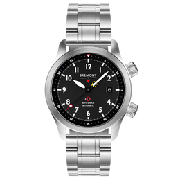 Bremont Watch MBII Custom Stainless Steel Black Dial with Titanium Barrel & Closed Case Back