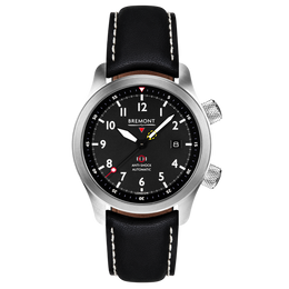 Bremont Watch MBII Custom Stainless Steel Black Dial with Blue Barrel & Closed Case Back