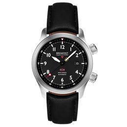 Bremont Watch MBII Custom Stainless Steel Black Dial with Orange Barrel & Open Case Back