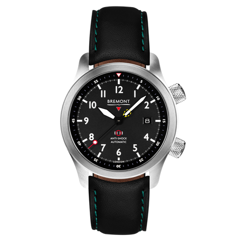 Bremont Watch MBII Custom Stainless Steel Black Dial with Orange Barrel & Closed Case Back