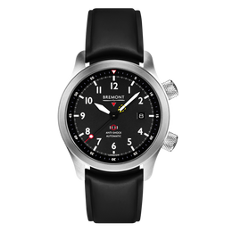 Bremont Watch MBII Custom Stainless Steel Black Dial with Yellow Barrel & Closed Case Back