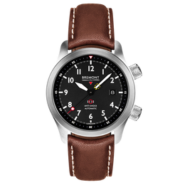 Bremont Watch MBII Custom Stainless Steel Black Dial with Orange Barrel & Closed Case Back