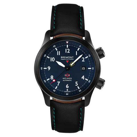 Bremont Watch MBII Custom DLC Blue Dial with Blue Barrel & Closed Case Back