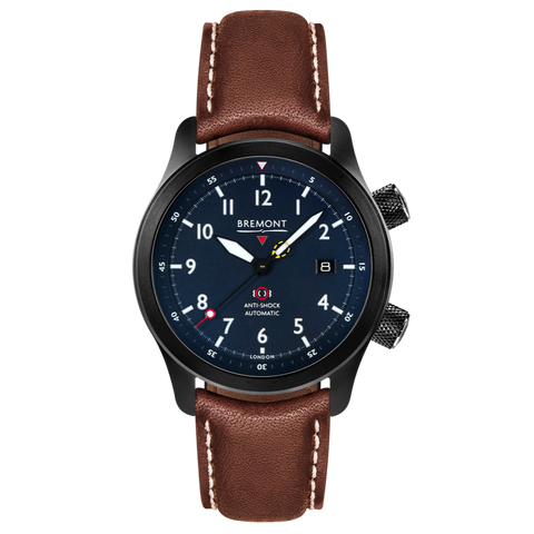 Bremont Watch MBII Custom DLC Blue Dial with Blue Barrel & Closed Case Back