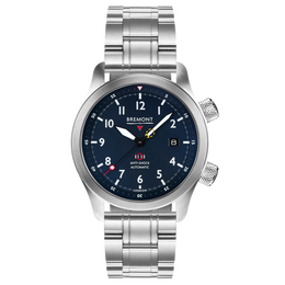Bremont Watch MBII Custom Stainless Steel Blue Dial with Titanium Barrel & Open Case Back