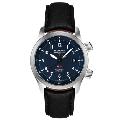 Bremont Watch MBII Custom Stainless Steel Blue Dial with Jet Barrel & Open Case Back