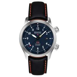 Bremont Watch MBII Custom Stainless Steel Blue Dial with Jet Barrel & Open Case Back