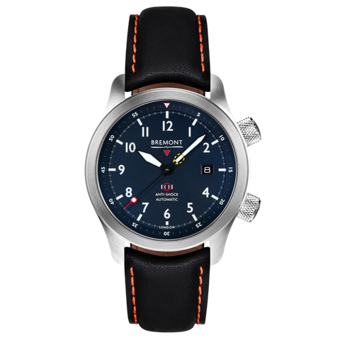 Bremont Watch MBII Custom Stainless Steel Blue Dial with Jet Barrel & Open Case Back