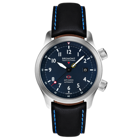 Bremont Watch MBII Custom Stainless Steel Blue Dial with Jet Barrel & Open Case Back