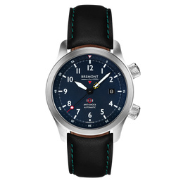 Bremont Watch MBII Custom Stainless Steel Blue Dial with Orange Barrel & Open Case Back