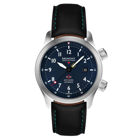 Bremont Watch MBII Custom Stainless Steel Blue Dial with Titanium Barrel & Open Case Back